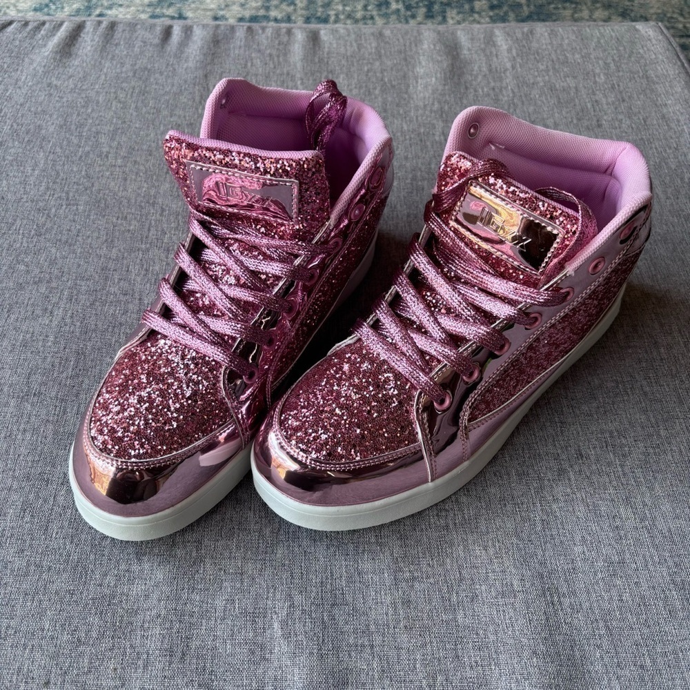 Pink Glitter High Top Shoes | Party Casual Lace-up Sneakers - Picture 8 of 8